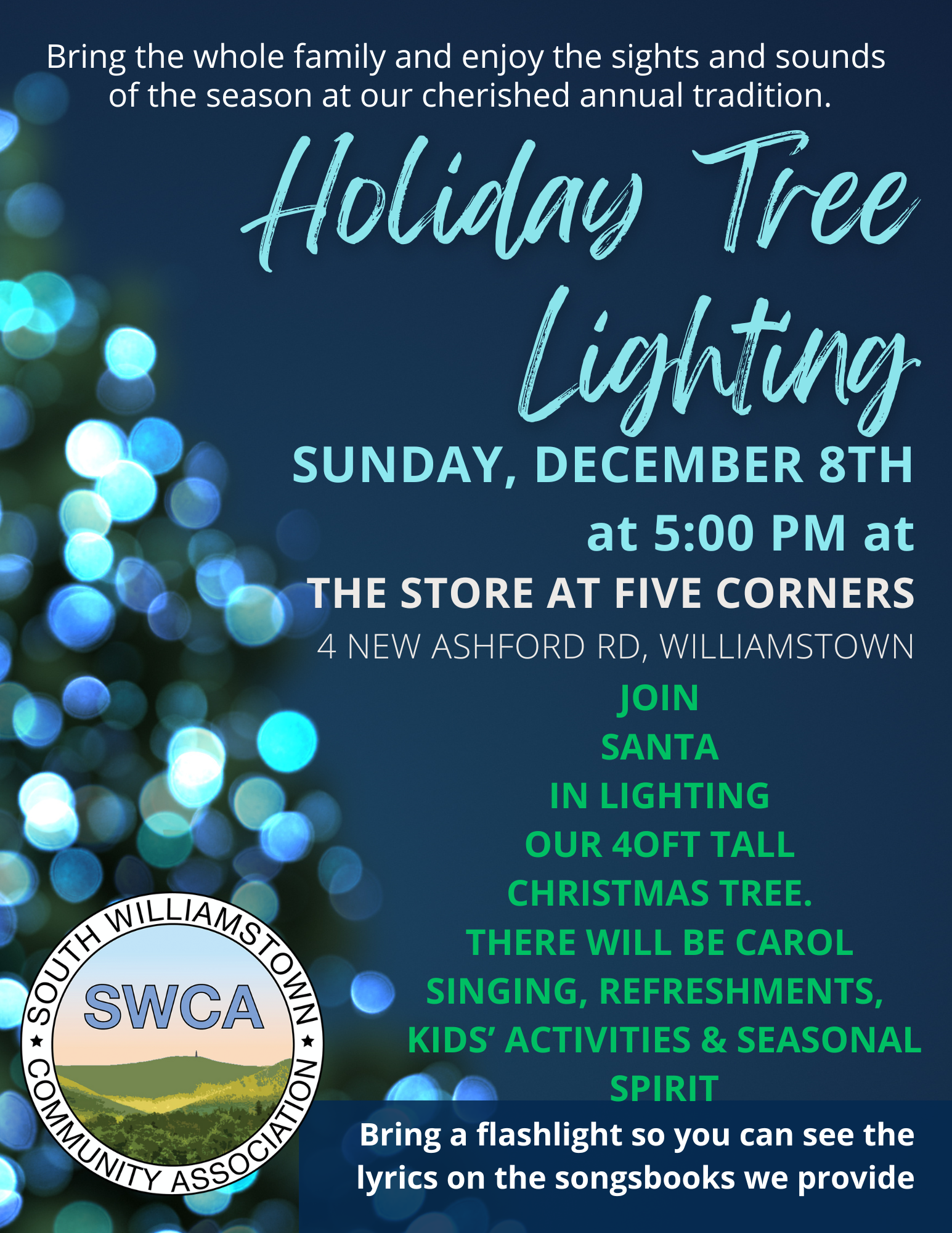 Annual Holiday Tree Lighting – Sunday, December 8th at 5PM