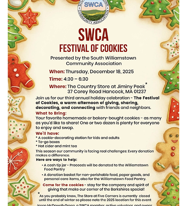REMINDER – Festival Of Cookies TOMORROW at 4:30 PM at the Country Store at Jiminy Peak